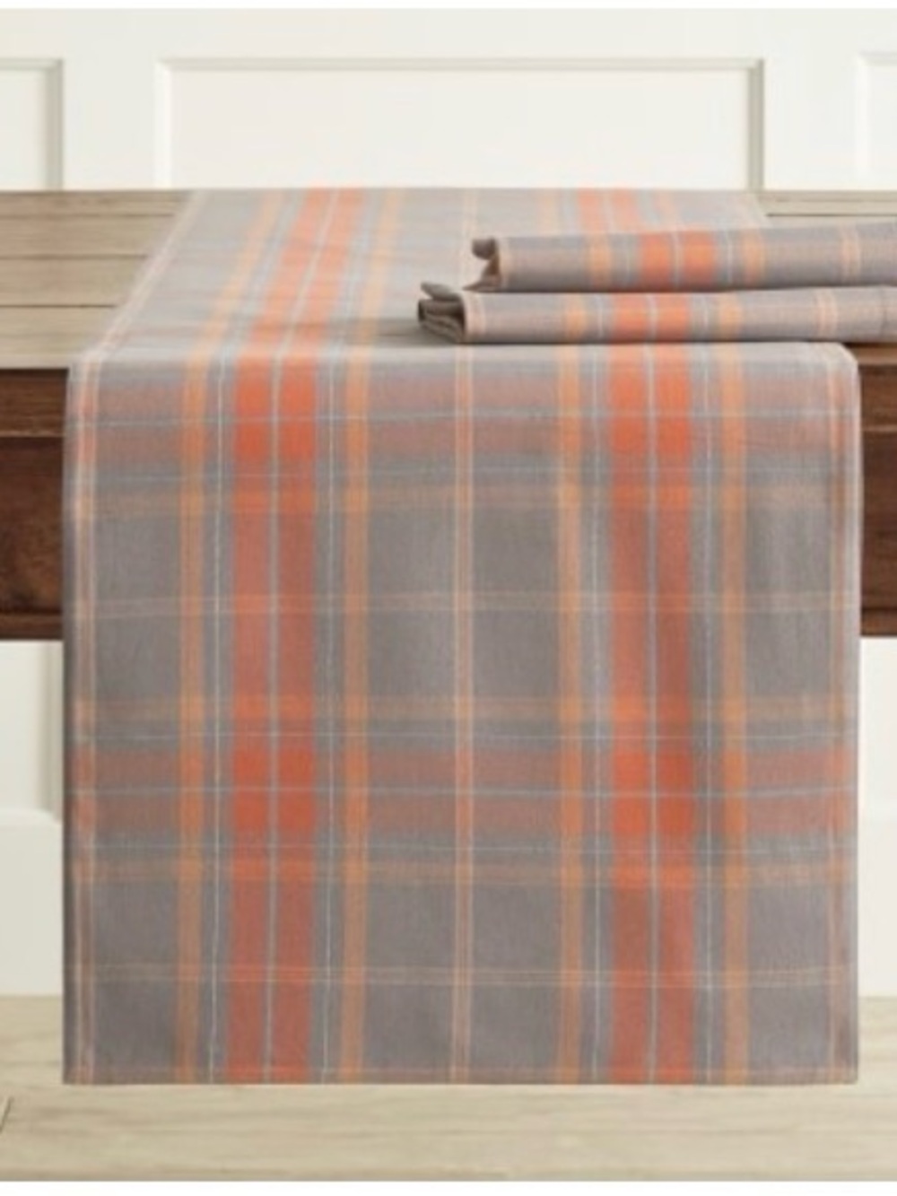NWT Williams Sonoma PLYMOUTH PLAID BUNDLE: TABLE RUNNER & (4) NAPKINS AUTUMN